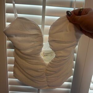 Anthropologie White Ruched Crop Top